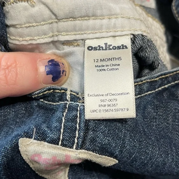 Vintage OshKosh B’gosh Girl’s Pink Snowflake Embroidered Denim Overall Dress - Picture 12 of 12